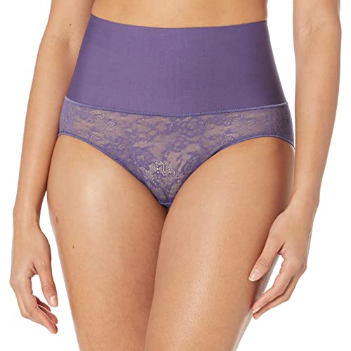 Maidenform Women's, Firm Control Shapewear, Smoothing Panty, Tame Your Tummy Toning Brief Underwear, Purple Aura Lace, Small