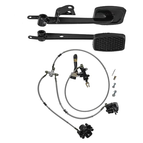 Twin Hydraulic Rear Disc Brake Caliper Kit with Brake Throttle Pedal for Go Kart ATV UTV Quad Buggy Drift Trike Golf Cart Lawn Mower 4 Wheeler Mini Bike DIY Rear Brake System