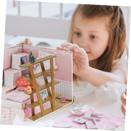 Supvox Miniatur Holz MöBel Modell - Handgefertigtes Aufbewahrungsregal Im MaßStab 1/12 FüR Puppenhausdekoration Bezauberndes Design in Hellbraun Perfekt FüR Tischdeko Und Ordnung