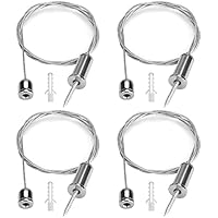 JaneYi 4 Piezas Kit de Suspensión de Cuerda de Acero Inoxidable Kit Montaje Panel LED para Luz de Techo Lámparas Colgantes Luces Lineales Vallas Publicitarias - 1 Metro