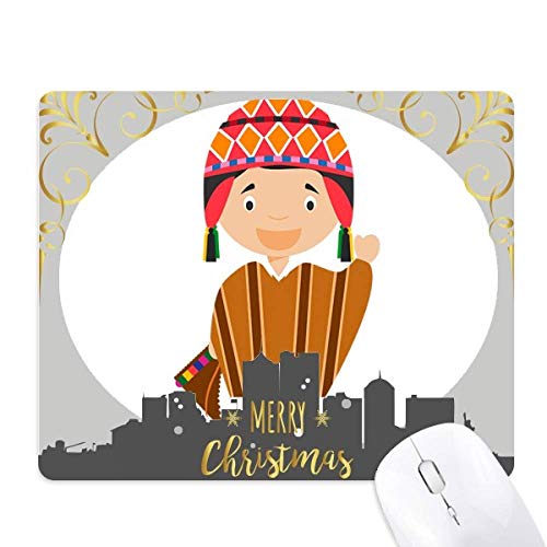 Tapis de souris original cadeau de Noël idéal avec motif cartoon de bonnet péruvien coloré