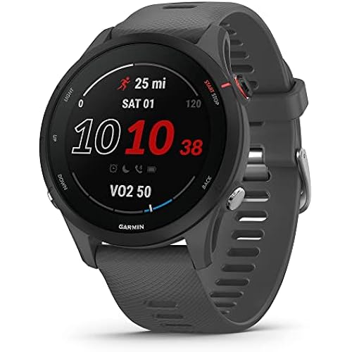 Garmin Forerunner® 255, GPS Running Smartwatch, 46mm, Slate Gray