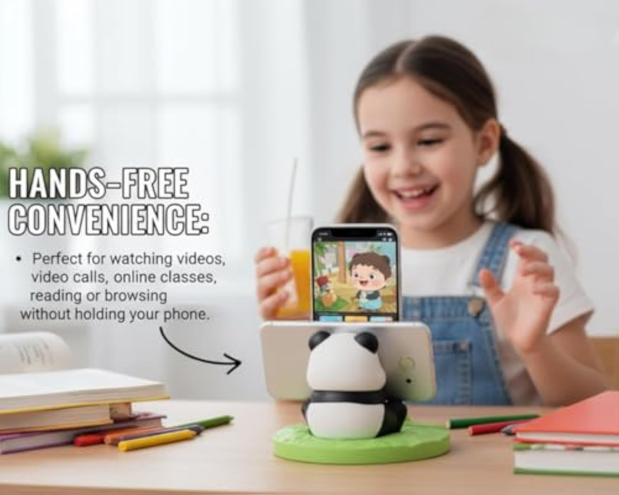 Panda Mobile Phone Stand, Resin Desktop Holder for Video Watching