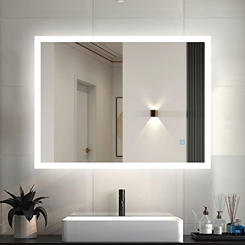 BYB Bathroom Mirror with Lights,700x500mm with Demister Pad,IR Motion Sensor Touch IP44 Rated