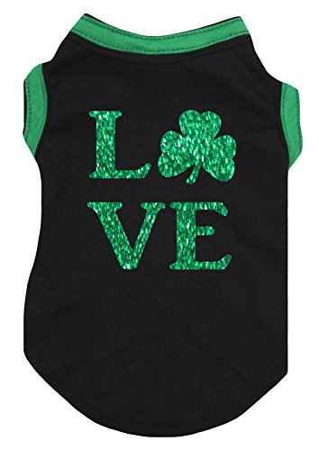 Petitebella Love Clover Puppy Dog Shirt (Black, Medium)