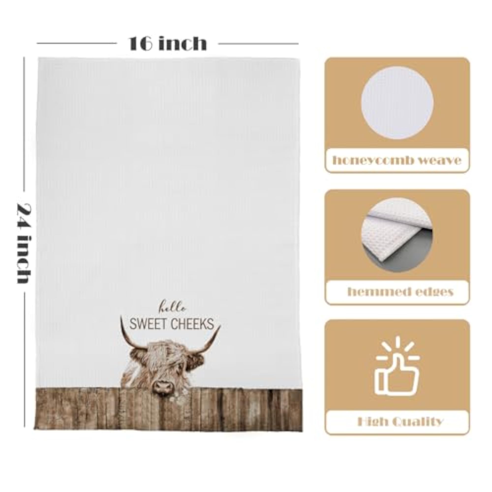Highland Cow Decorative Hand Towels, 16x24"
