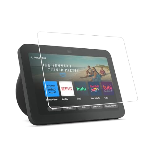 Walieoka – Protector de pantalla compatible con Echo Show 8 (3ª generación, versión 2023), película protectora de vidrio templado de dureza 9H, resistente a los arañazos, antihuellas [2 unidades]