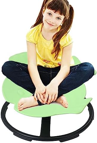 Sensory Toy Spinning Fish，Kids Swivel Chair Sensory Swing for Autism, Sit and Spin Chair Training Body Coordination Sensory Balance Training Seat Kid Spinning Carousel, Ages 3-12 (Light green)