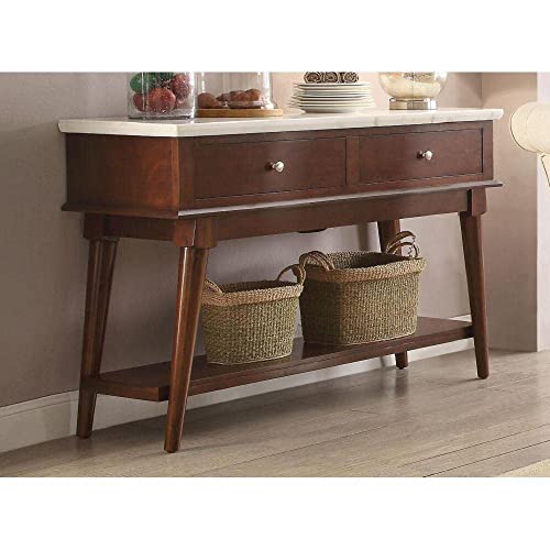 Acme Furniture Gasha Server, White Marble/Walnut #TOP21