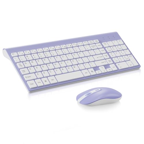 Image of cimetech Wireless Keyboard and Mouse Combo - Purple White