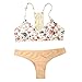 Cupshe Fashion Women's Fresh Floral Crochet Splicing Padding Bikini Bathing Suit