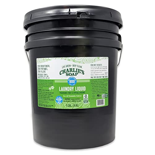 Charlie&rsquo;s Soap Laundry Liquid Refill (800 Loads, 5 Gallon - 640 Fl Oz) Natural Deep Cleaning Hypoallergenic Laundry Detergent &ndash; Biodegradable Eco Friendly Sustainable Laundry Liquid