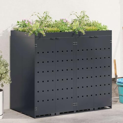 Générique Rangement de Poubelle à roulettes pour 2 poubelles Anthracite,Maison & Jardin,Produits ménagers,Accessoires pour conteneurs à déchets,Cache-conteneurs à déchets,Anthracite,50.2 KG,3394743
