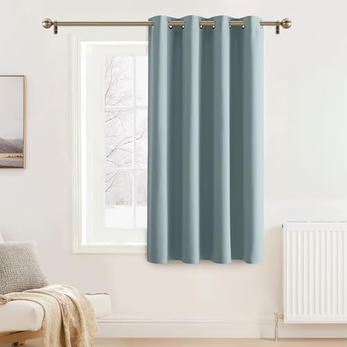 PONY DANCE Verdunkelungsvorhang Graublau Thermovorhang H180 x B140 cm | 1er Set, für Schlafzimmer, Wohnzimmer, Sichtschutz, UV-Schutz, Kälteschutz, Vorhang Blickdicht, Ösenschal, A
