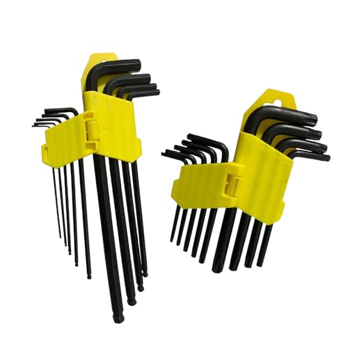 Kit Jogo Chave Torx L Longa E Allen Torque Bola 18 Peças Furo Guia Profissional