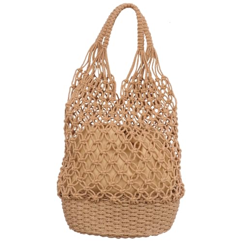 Bolso de niña vintage MAGICLULU de algodón marrón tejido ideal para la escuela