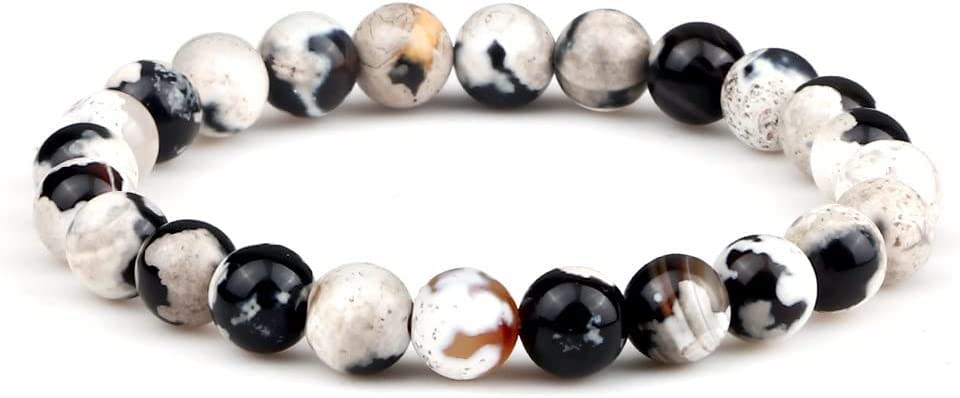Bracelet en agates de feu blanches et cristaux naturels Reiki de haute joaillerie