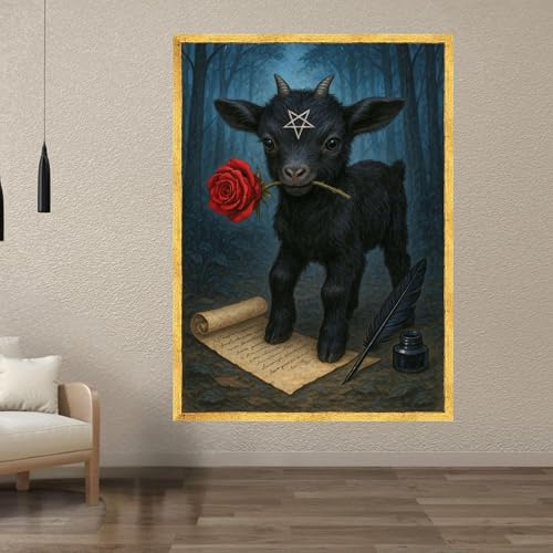Art mural pentagramme de chèvre noire style gothique chic