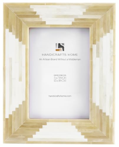 Handicrafts Home Handmade Bone Inlay White Picture Frame Modern Décor, 5x7