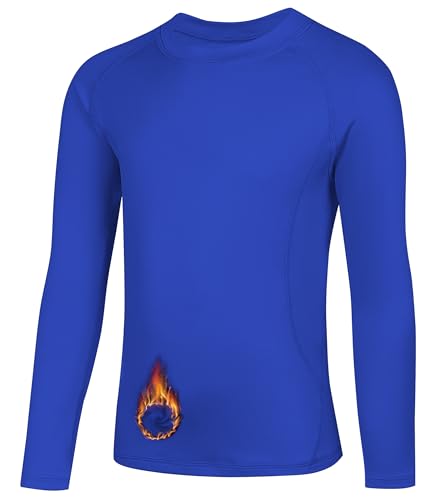 Arcleisthe Youth Boys Long Sleeve Compression Shirt Moisture-Wicking Thermal Undershirt for Football Baseball Blue M