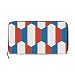 Damen Clutch, französische Flagge, Leder, Lange Brieftasche, Kartenhalter, Geldbörse