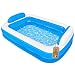 Akitaink Piscina Gonfiabile Rettangolare 200x150x50 cm con Cuscini Integrati, in Vinile Resistente PVC, Azzurro e Bianco, per Bambini dai 3 Anni, da Giardino