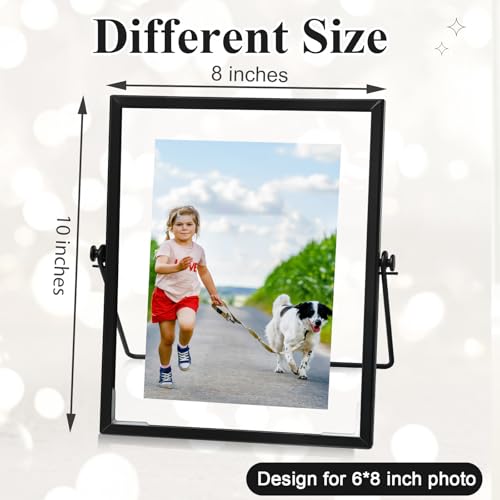 Hoteam 12 Pack Black Floating Photo Frame, 6 x 8 Inches Double Glass Desktop Picture Frames with Metal Stand for Pictures Photos Pressed Flowers Desk Tabletop Display by Hoteam - Used condition - Image 2