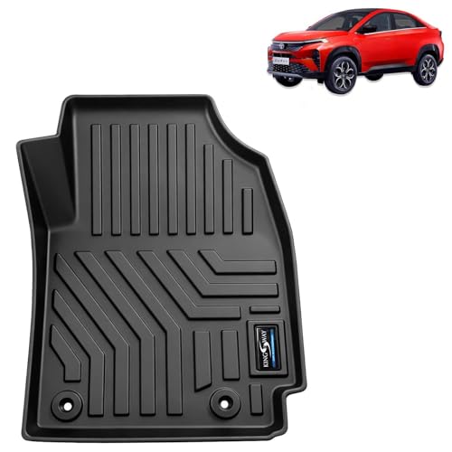 Image of KINGSWAY Accessories Custom-Fit TPE 5D Car Floor Mats Only Compatible with Tata Curvv (Automatic Transmission) | Year 2024 Onwards | 3 Pcs | All Weather Foot Mat | Black | 2 Years Warranty