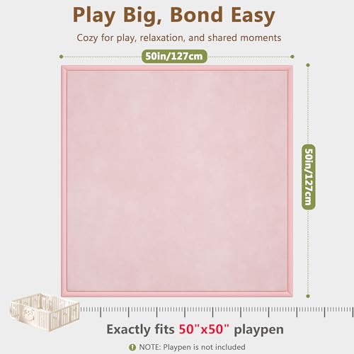 Baby Play Mat for Floor, 1.3'' Thick Memory Foam Tummy Time Mat - Super Soft Coral Velvet Nursery Rug with Non-Slip Backing, Crawling Rug for Toddlers/Infants, Yoga & Tatami Use, Light Pink, 50''x50'' by Floisdace - Image 7