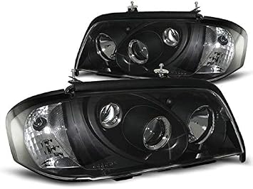Headlights Compatible with Mercedes-Benz W202 C-Class 1993 1994 1995 1996 1997 1998 1999 2000 RS-1361 Driver And Passenger Side Complete Set Headlight Front Lights Car Lamps, Black