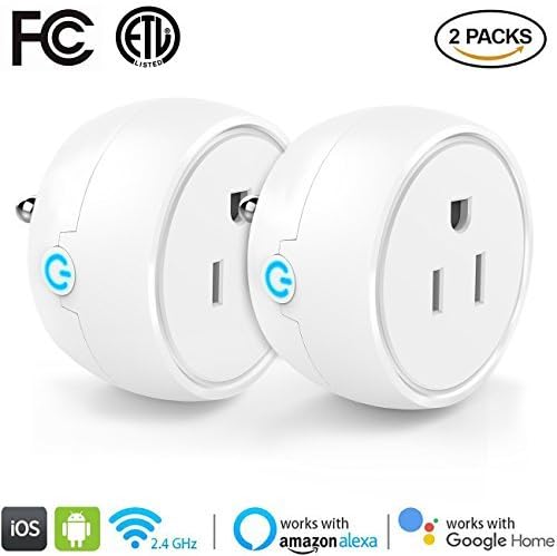 WiFi Smart Plug Mini Outlet Smart Socket No Hub Required Timing Function Remote Control your Devices from Anywhere, Compatible with Alexa, Echo Dot & Google Home (2 Packs White)