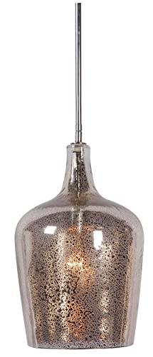 Kenroy Home 93042Ant Pi 1 Light Pendant With Chrome Finish, Classic Style, 14" Height, 9" Width, 9" Depth #TOP22