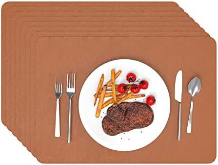 WAYIFON 2 PCS Premium Placemats, 36×25.5 CM Non-Slip PU Leather Place Mats, Waterproof, Heat Insulation and Easy Wash Table Mats for Home, Dining Table, Kitchen Room - Marble White