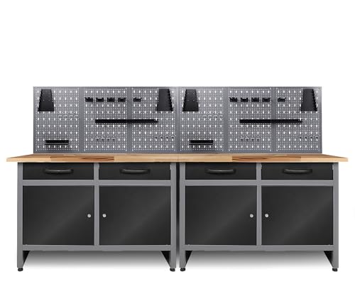 Ondis24 Werkstatt Set Werner 240 cm mit 2 Werkbänken...