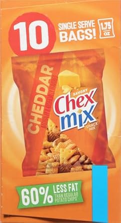 Chex Mix Cheddar Snack Mix, Multipack, Single Serve Snack Bags, 10 Ct, 17.5 oz