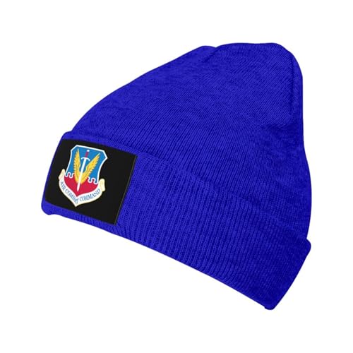 QIZYOQA Acc Shield Beanie Hat for Men Women Winter Knit Cuffed Beanie Unisex Skull Caps Blue