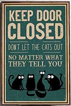 WellDGS Keep Door Closed Kids Cat Personalized Signs - 12