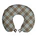 ABAKUHAUS Tela Escocesa de Brown Cojín de Viaje para Soporte de Cuello, Tartán Bicolor repetida, Cómoda y Práctica Funda Removible Lavable, 30x30 cm, Pálido Azul de la Pizarra Oscuro Tan
