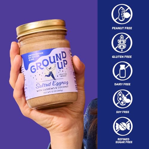 Ground Up Cashew and Coconut Nut Butter - Salted Eggnog - Peanut Free, Dairy-Free, Gluten-Free - 1 Jar 12oz - Thumbnail 3