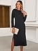 ANRABESS Womens 3/4 Long Sleeve Striped Slit Midi T Shirt Dresses with Pockets 2025 Dressy Casual Fall Fashion Travel Outfits Black M