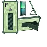 bojioderf Custodia per Gigaset GS5 Coque Custodia Case Ibrida [con Protezione dello Schermo in Vetro temperato] [Supporto Magnetico Pieghevole] [Resistente alle Impronte digitali Smerigliato] Verde