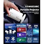 Magcubic Mini Proyector Portátil 4K Soporte [App Integrada] Android 14