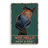 Funny Bathroom Quote Metal Tin Sign Wall Decor - Vintage Hello Sweet Cheeks Horse Tin Sign for...