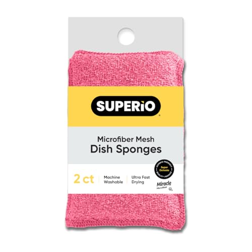 Image of Miracle Microfiber Scrubbing Sponge, Red Extra Scrubbing Power Sponge for Kitchen, Sink, Pot, Pan and Dish Washing, Super Absorbent and Rapid Drying 2-Pack