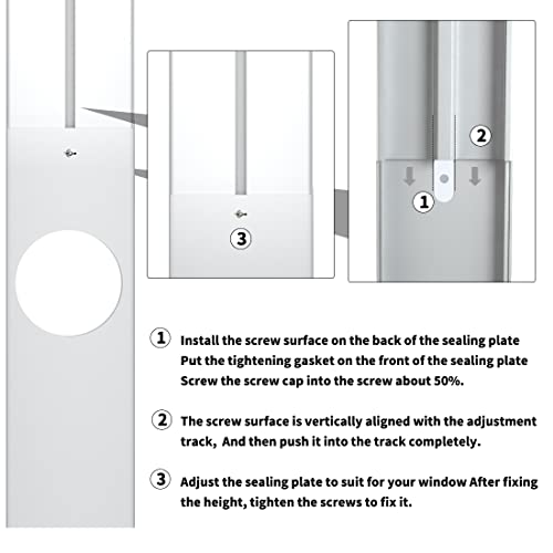 Gulrear Portable Air Conditioner Window Kit,Universal Portable AC Window Vent kit with 3 Adjustable Slide Seal Plates and 5.9" Hose Adapter Adjust Length from 25.5" to 47" Sliding Window AC Vent Kit…