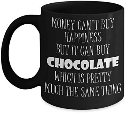 Chocolate Black Mug for Mom Birthday Gift from Daughter Chocolate Lover Gift for Women Gag Gifts for Men Money Can Buy Happiness Funny Tea Cup Christm image 4