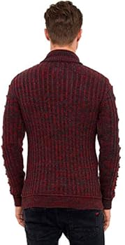 Rusty Neal Gebreide pullover heren opstaande kraag wintertrui in asymmetrisch design rits met logo belettering 328, maat, antraciet, 3XL