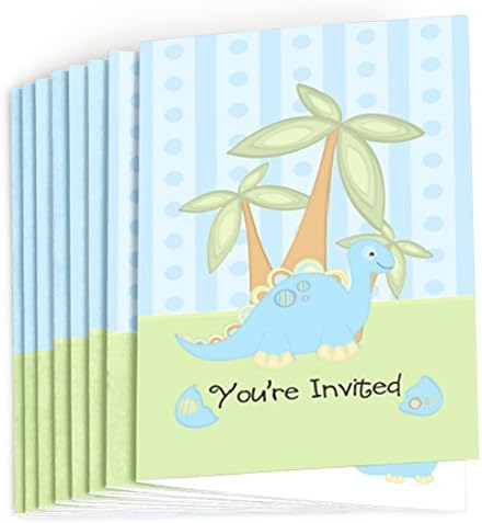 Big Dot of Happiness Baby Dinosaur Fill In Baby Shower Invitations 8 count