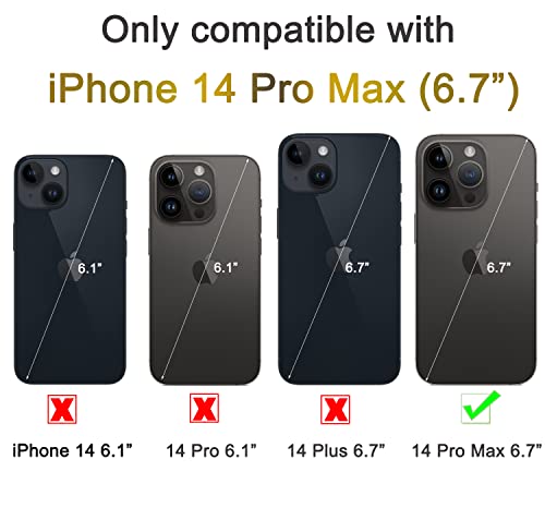 JOYAKI Wallet Case Compatible with iPhone 14 Pro Max, Slim case with Card Holder,Premium PU Leather Kickstand Card Slots Case with a Screen Protector-Black - Thumbnail 2
