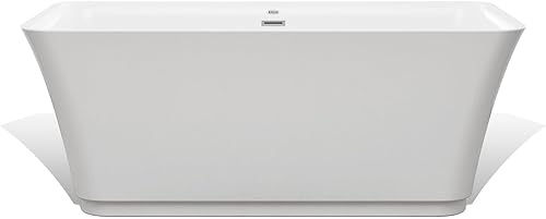 Empava - Bañera de acrílico independiente 547in diseño contemporáneo con rebosadero y drenaje en color blanco